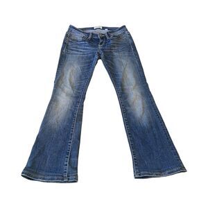 BKE Stella Bootcut Womans 26R Low Rise Jeans Dark Wash Western Thick Stitch